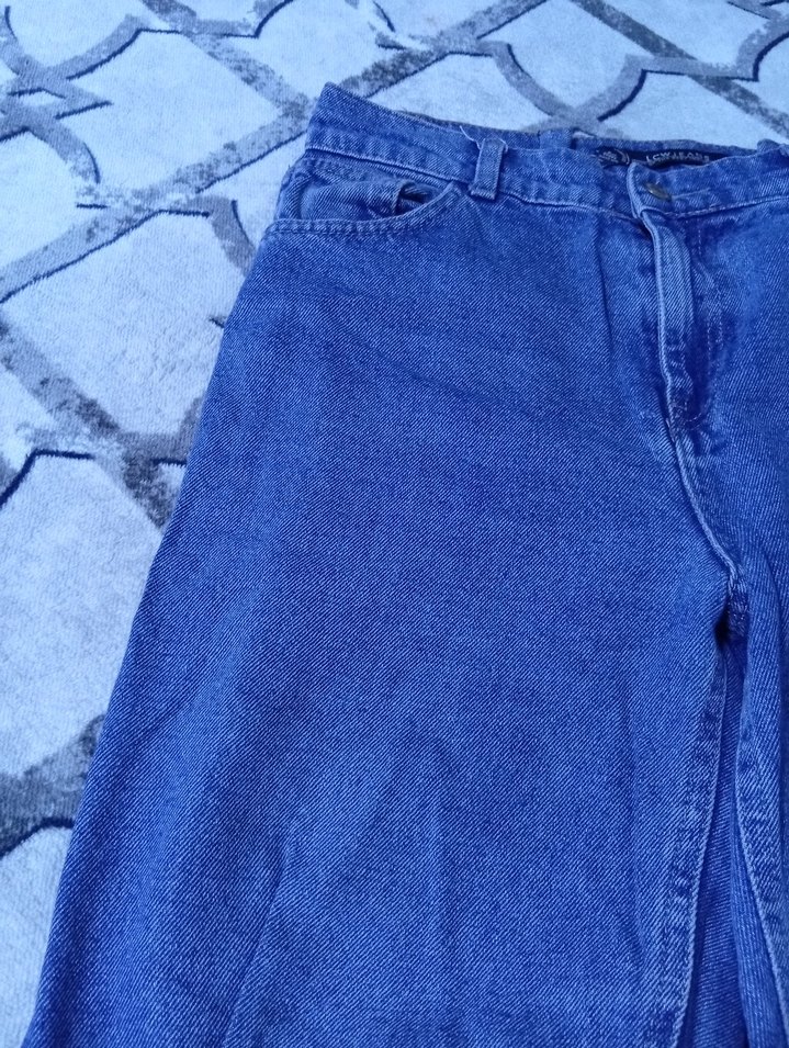 Mavi Düğmeli Midi Boy Kadın Kot Pantolon - Görsel 3