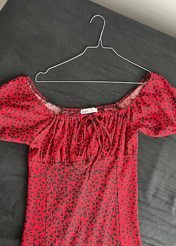Kırmızı siyah leopar desenli elbise