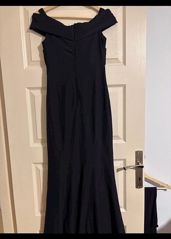 Siyah Drapeli Uzun Kadın Abiye Elbise - Görsel 2