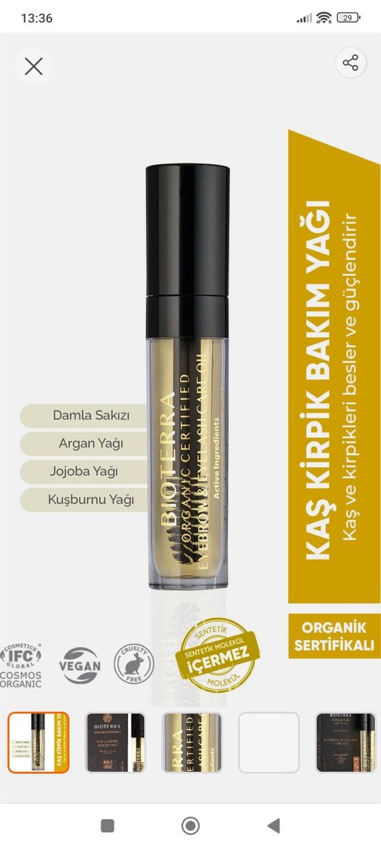 Bioterra Organik Kaş ve Kirpik Bakım Yağı 5 ml - Görsel 2