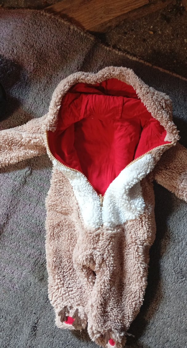 Kahverengi Peluş Bebek Tulumu Ayıcık Detaylı - Görsel 3