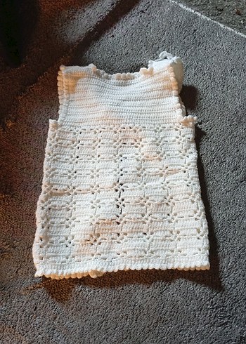 Kız Çocuk Beyaz Örgü Bohem Yelek - Görsel 2