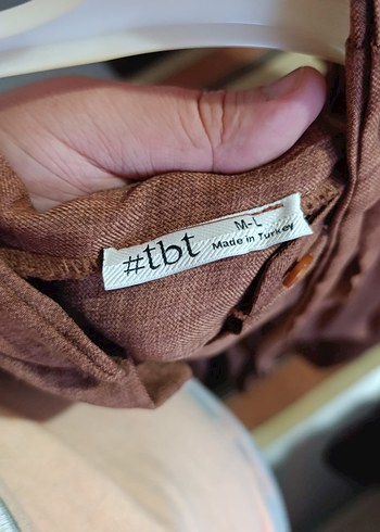 Kahverengi Uzun Keten Elbise - Görsel 4