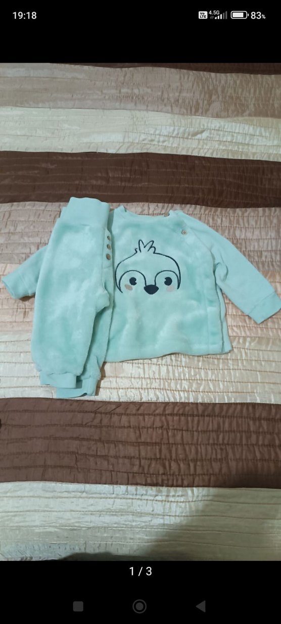 Turkuaz Bebek Erkek Takım, Düğmeli, Uzun Kollu - Görsel 2