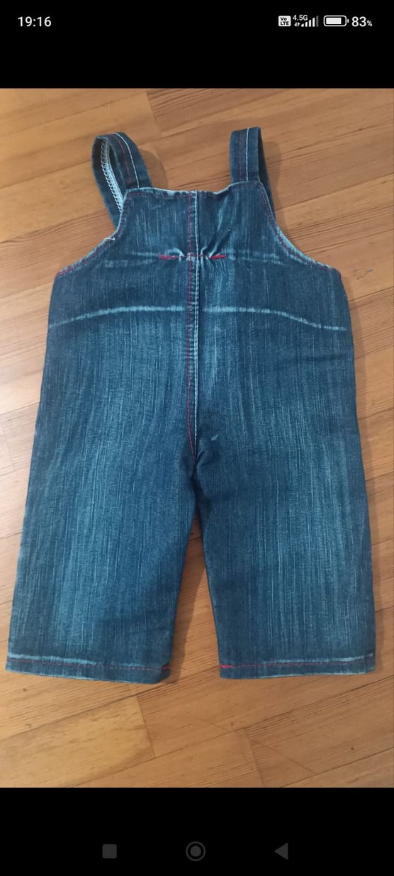 Erkek Çocuk Renkli Desenli Kot Tulum - Görsel 2