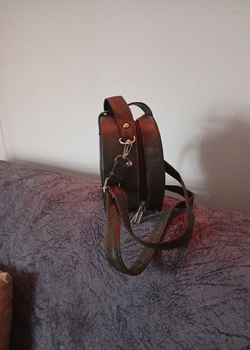 Kahverengi Deri Yılan Desenli Kadın Çanta - Görsel 6