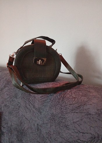 Kahverengi Deri Yılan Desenli Kadın Çanta - Görsel 5