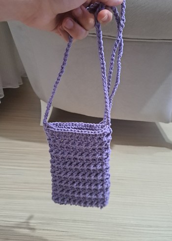 Lila El Örgüsü Telefon Çantası
