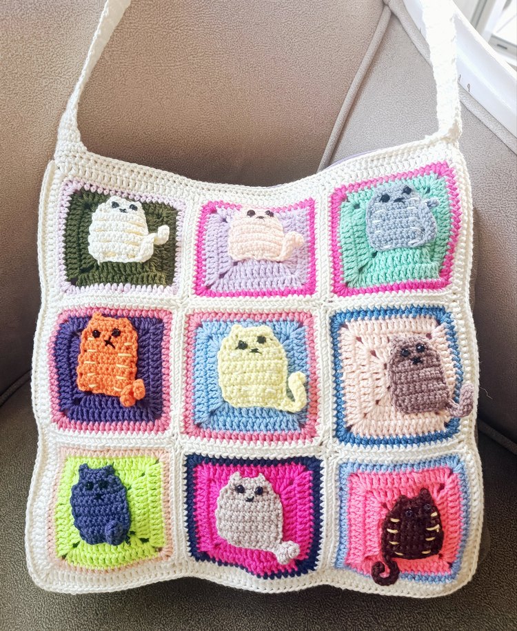 kedi desenli tıgisi kol çantası - Görsel 2