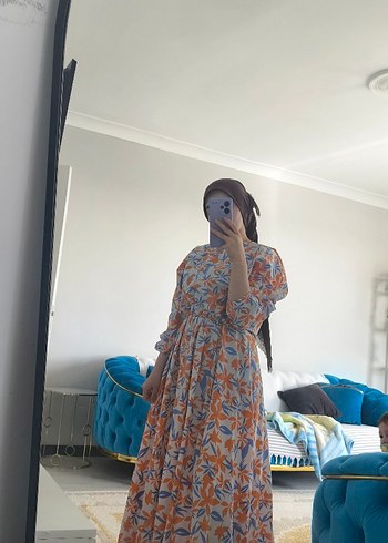 Çiçek Desenli Uzun Bohem Elbise - Görsel 2