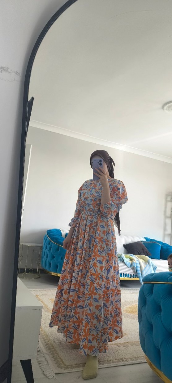 Çiçek Desenli Uzun Bohem Elbise - Görsel 2