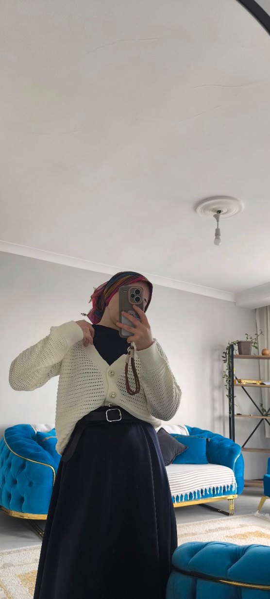 Beyaz Örgü Kadın hırka - Görsel 3