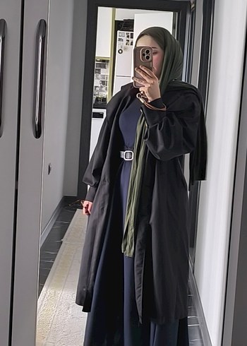Siyah balon kolu trenç kot - Görsel 3