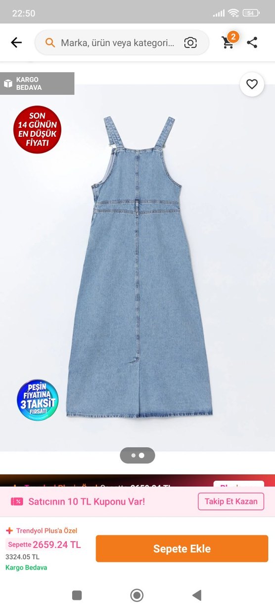 Mavi Denim Midi Tulum - Görsel 2
