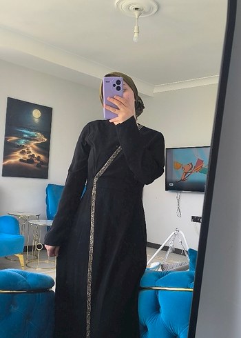 Diger Siyah Uzun Kollu Uzun abiye keten