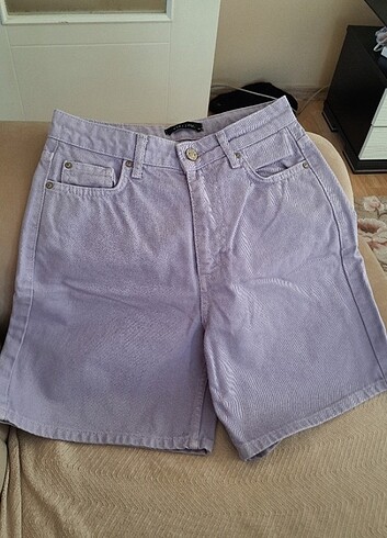 Lila Uzun Denim Şort