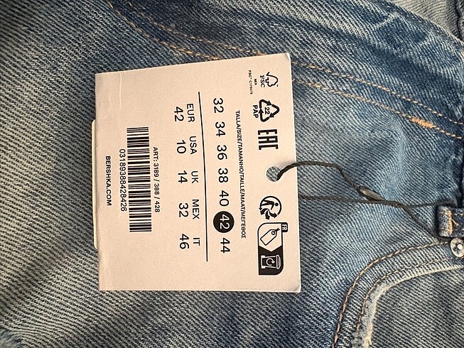 40 Beden mavi Renk Bershka yeni etiketli sort
