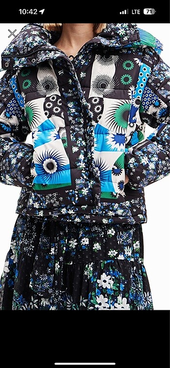 Desigual çiçek desenli çok renkli mont