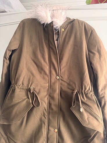 Selma Çilek Kapüşonlu Yakası Kürklü Haki Parka - Görsel 5