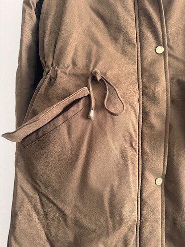 Selma Çilek Kapüşonlu Yakası Kürklü Haki Parka - Görsel 9