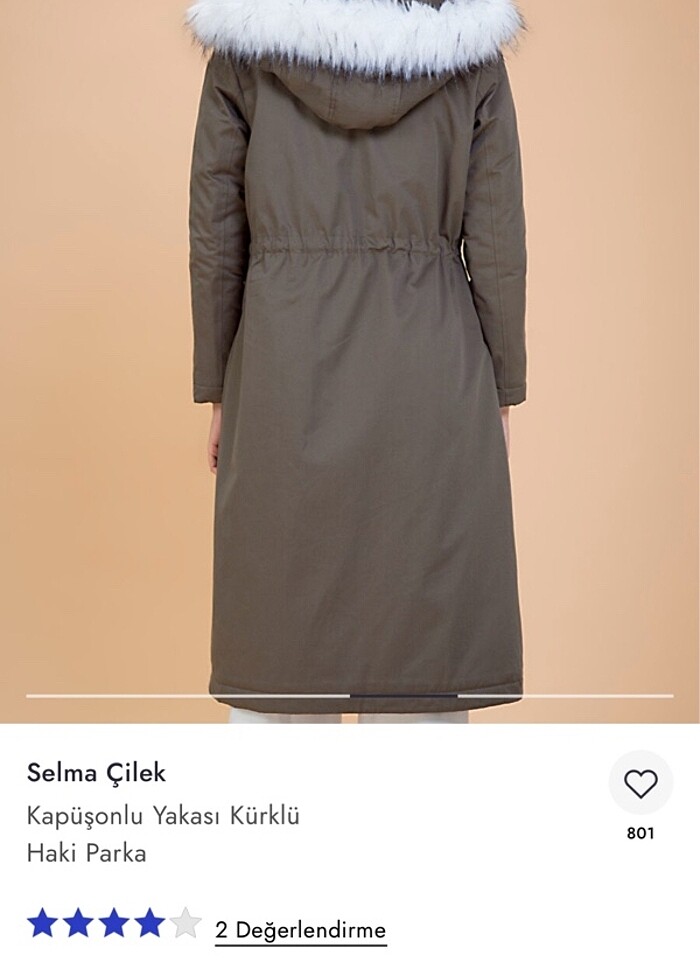Selma Çilek Kapüşonlu Yakası Kürklü Haki Parka - Görsel 2