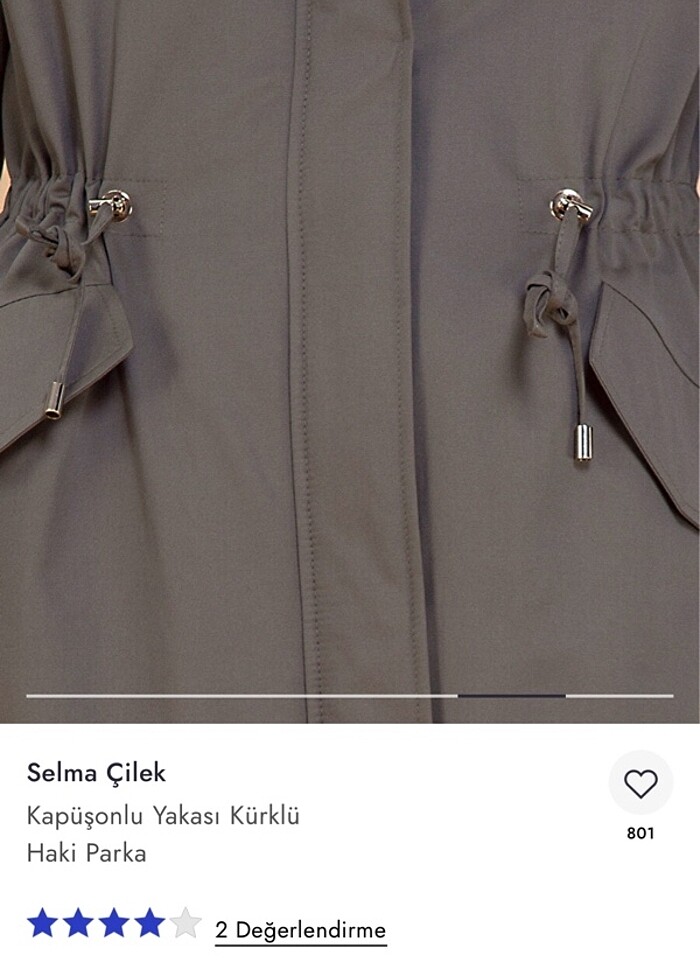 Selma Çilek Kapüşonlu Yakası Kürklü Haki Parka - Görsel 3