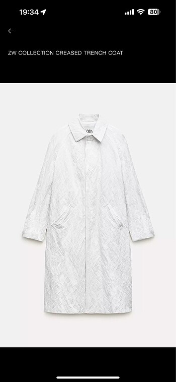 Zara Kırışık Trençkot Oversize