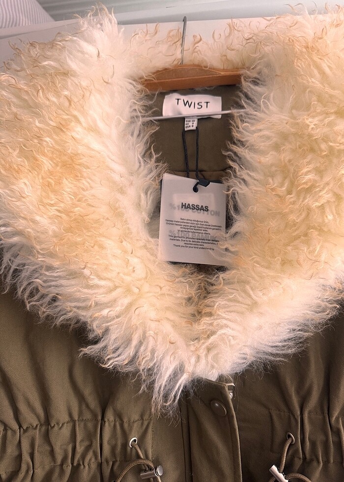 Twist kürk garnili haki parka yeni ve etiketli 36 beden - Görsel 4