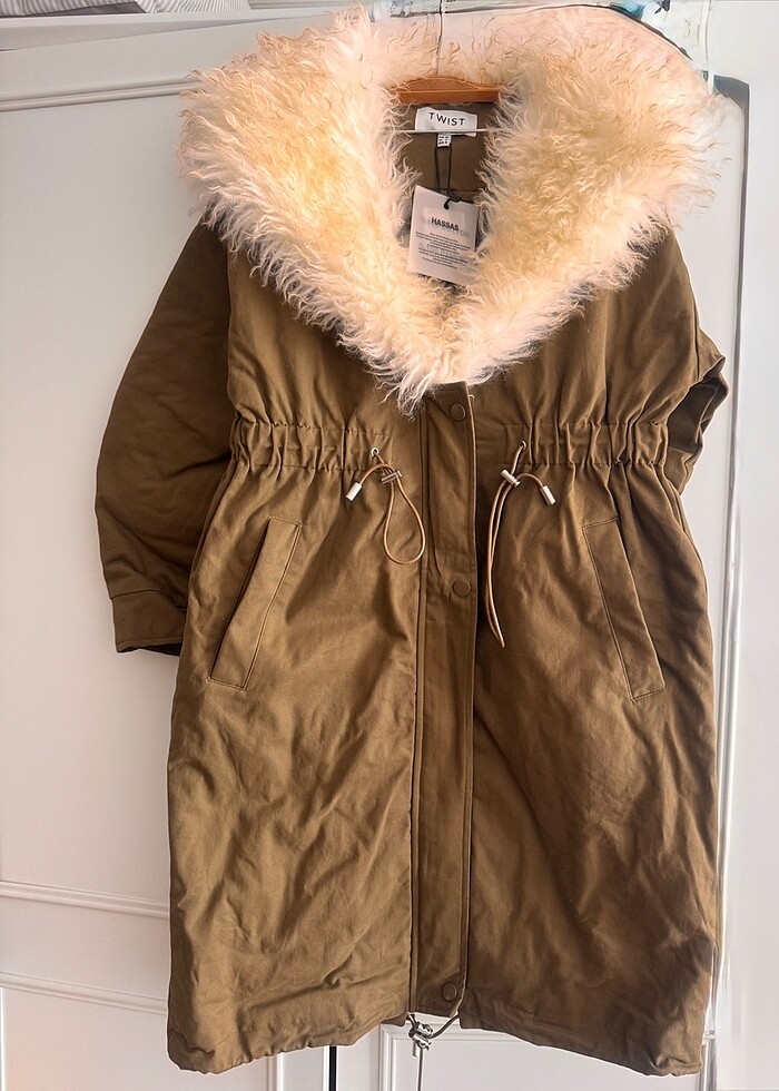 Twist kürk garnili haki parka yeni ve etiketli 36 beden - Görsel 5