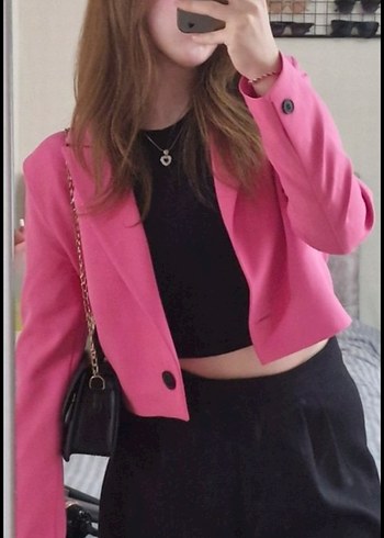Zara Pembe Kisa Blazer Ceket