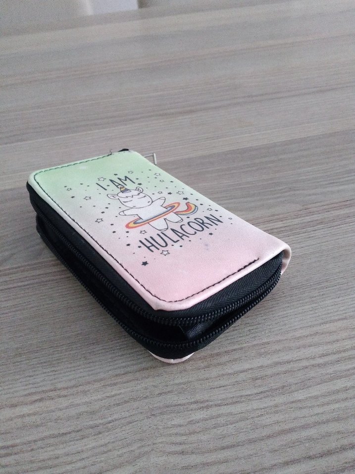 Renkli Baskılı Deri Fermuarlı Kadın Cüzdanı - Görsel 3