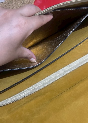 Beden altın Renk Gold Deri Fermuarlı Kadın Portföy Çanta