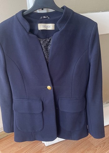 Düğmeli lacivert Kadın Blazer Ceket