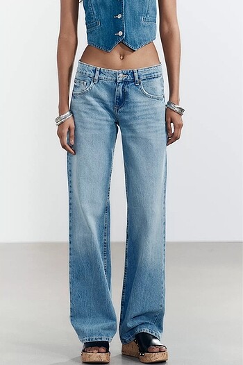 low rise wide leg jeans - düşük bel geniş paça pantolon