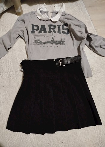 Kız Çocuk Kırmızı Sweatshirt ve Siyah Eşofman - Görsel 6