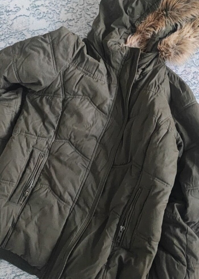 Mavi marka haki renk kalın mont small beden  - Görsel 5