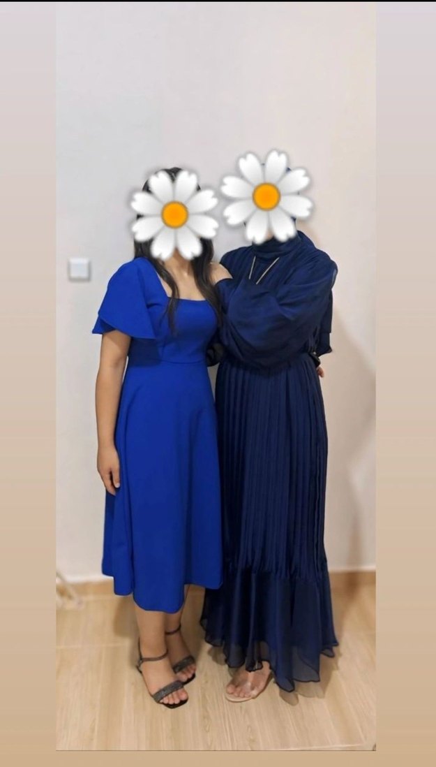 İndigo Kol Volanlı Kare Yaka Elbise - Görsel 3