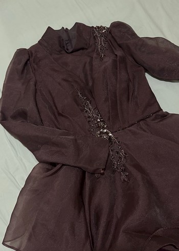 38 Beden Drapeli Kahverengi Uzun Gotik Kadın Elbise