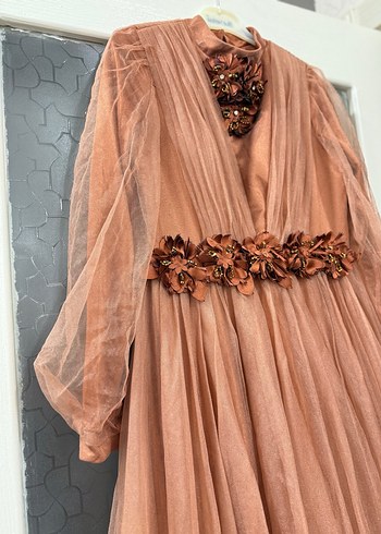 Vintage Bej Uzun Kollu Bohem Elbise - Görsel 2