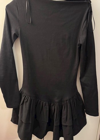 Zara Uzun Kollu Siyah Fırfırlı Midi Elbise - Görsel 2