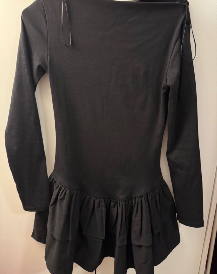 Zara Uzun Kollu Siyah Fırfırlı Midi Elbise - Görsel 2