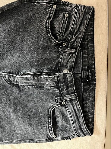 34 Beden gri Renk Antrasit Yırtmaçlı Yüksek Bel Slim Jean
