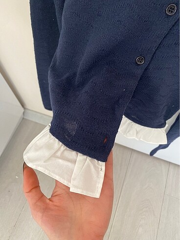s Beden mavi Renk Lacivert düğmeli koton bluz