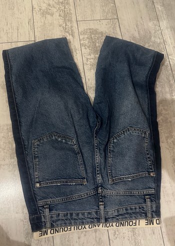 Kadın Mavi Bol Kesim Midi Kot Pantolon - Görsel 4