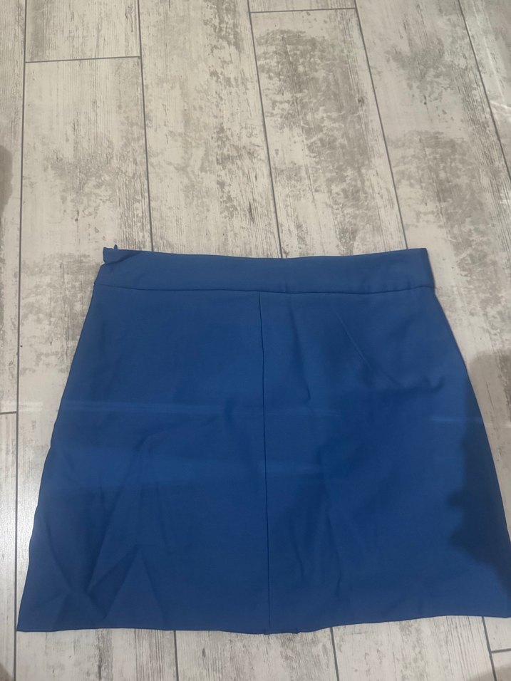 Parlak Mavi Pilili Mini Etek - Görsel 3