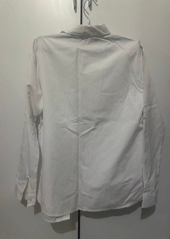 Baskılı Beyaz Keten Gömlek, Düğmeli, Salaş Kesim - Görsel 2