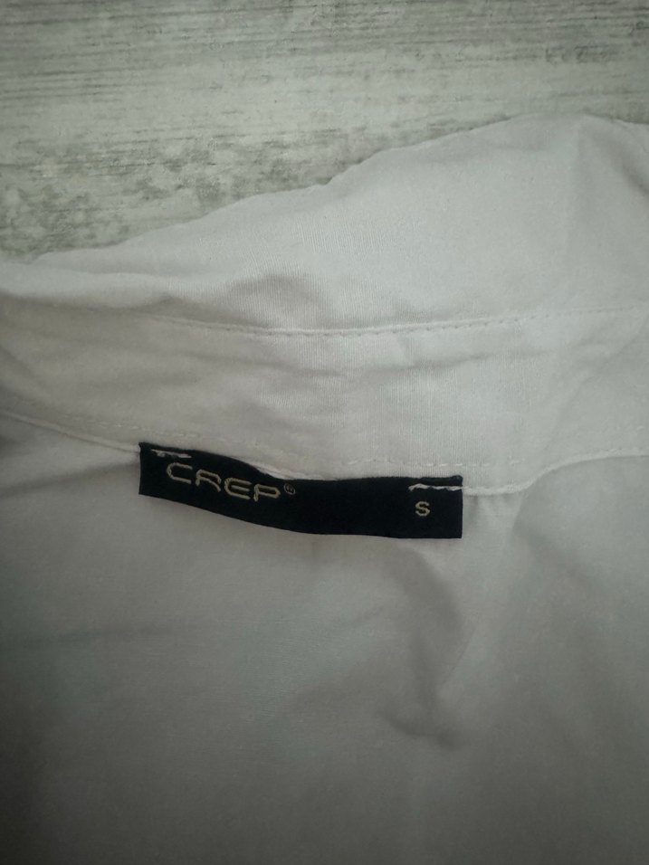 Baskılı Beyaz Keten Gömlek, Düğmeli, Salaş Kesim - Görsel 3