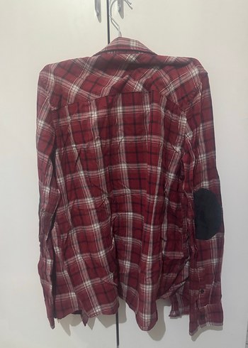 Bordo Kareli Düğmeli Kadın Gömlek - Görsel 2