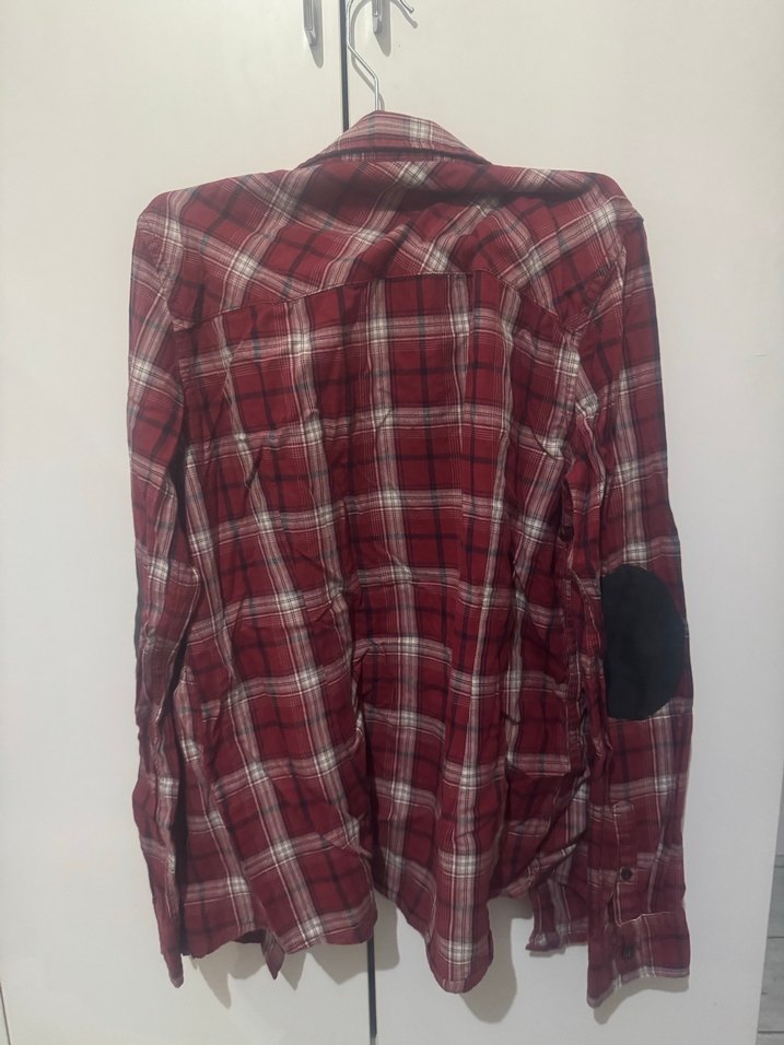 Bordo Kareli Düğmeli Kadın Gömlek - Görsel 2