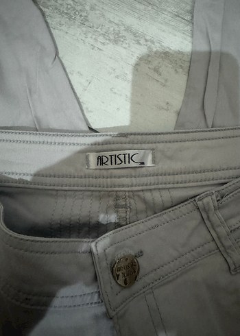 Gri Regular Fit Keten Kadın Pantolon - Görsel 2